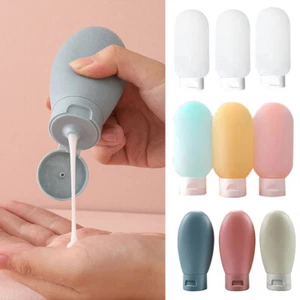 3Pcs Silicone Bottles Travel Cosmetics Portable Containers Shampoo Lotion Tube - Picture 1 of 15