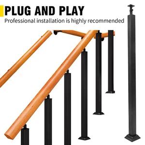 95cm 270° Adjustable Metal Black Square Stair Baluster Posts Railing Posts - Picture 1 of 9