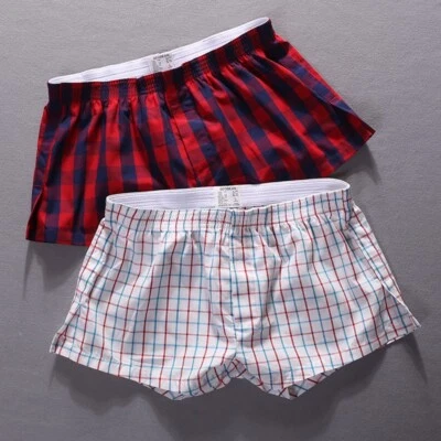 8 COLORS MENS CHECKERED LOOSE TRUNKS HOME SHORTS UNDERWEAR - Image 1 of 4