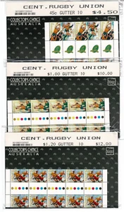 Stamps 1999 Australia Rugby set of 4 in gutter strips of 10 in collector packs - Bild 1 von 1