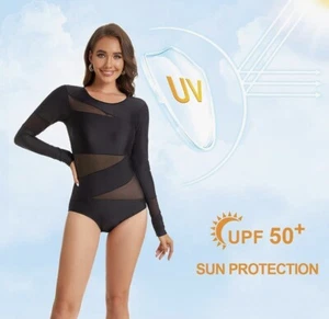 Long Sleeve One Piece Swimsuit UV 50+ Protection Large 12/14 Surfing Water Sport - Picture 1 of 7