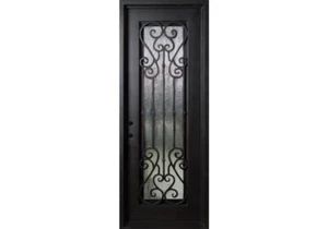ETO DOORS –REDONDO WROUGHT IRON HEART & S SHAPED SCROLLS DOOR W/ LAMINATE GLASS - Picture 1 of 7