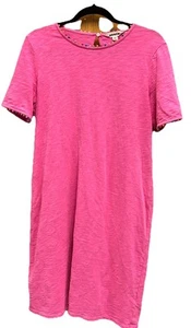 BODEN Baumwolle rosa T-Shirt Kleid Regenbogen Bommelborte an Halsärmeln USA 8L. - Bild 1 von 9