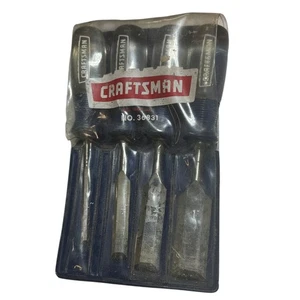 Vintage Craftsman Wood Chisel Set in Holder 36831 1/4”-1” 4 Piece USA - Picture 1 of 6