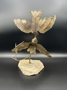Vintage MCM COPPER Brutalist Art Sculpture “Birds In Flight” on Rock - Picture 1 of 6