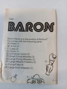 Mego Corp. Micronautas Instrucción Slip para Juguete Baron Karza. 1977 Ver fotos - Imagen 1 de 3
