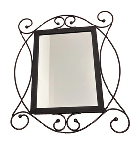 Black Hand Forged Iron Antique Style Wall Hanging Mirror FREE UK DELIVERY - Picture 1 of 11