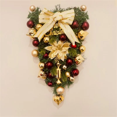 New Christmas Wreath Front Door Christmas Inverted Tree Door Ornament - Image 1 of 4