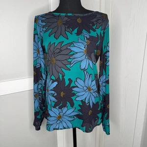 Camicetta Ann Taylor LOFT floreale | Taglia Small | Top blu acqua nero stampa margherita - Foto 1 di 8