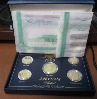1999 24 KT Gold Plated Coin Set Mint with Certificate - Image 1 of 3