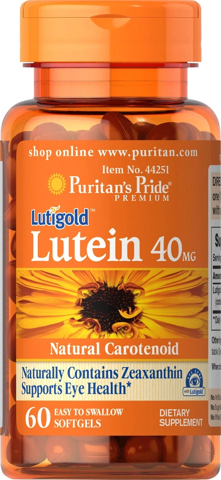 Luteína Puritan's Pride 40 mg con zeaxantina - 60 cápsulas blandas Foto 1 de 4