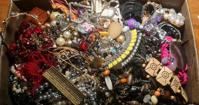 Mixed Tangled  Broken Costume Fashion Jewellery Job Lot Bundle 5kg + - Image 1 of 4