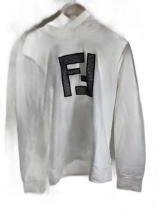 Sudadera con Capucha FENDI 19SS FF Malla Logo L Algodón WHT FAF535 A78L Usada - Imagen 1 de 6