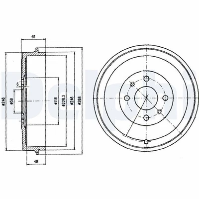 2x DELPHI Bremstrommel Trommeln Trommelbremse Hinten BF379 - Bild 1 von 2