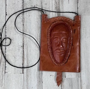Mens/women’s Handmade Leather Africa Neck Pouch Purse - Picture 1 of 15