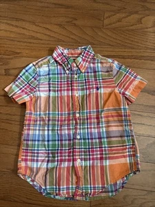 Polo Ralph Lauren Cotton Madras Button Down Short Sleeve Kids Shirt Size 4T - Picture 1 of 5