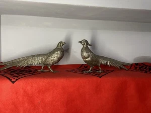 Vintage Japanese Brass Pheasants Figurines – Set of 2 – 1950s – 30 cm - Picture 1 of 11