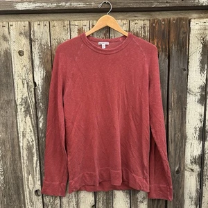 James Perse Los Angeles Men's Raglan Long Sleeve Sweatshirt in Red Made in USA - Picture 1 of 5