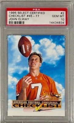 1995 Select Certified Select Certified Checklist John Elway PSA 10 - Image 1 of 2