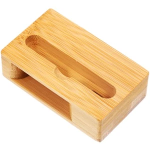 Bamboo Phone Holder for Desk Mobile Desktop Stand Wood Cell Travel Office Sound - Picture 1 of 12
