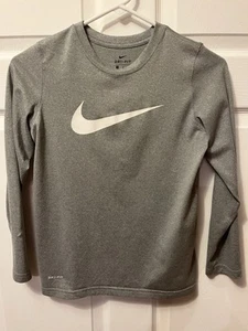Nike DriFit Long Sleeve Tee Shirt Gray Youth Medium - Picture 1 of 4