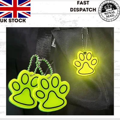 2x Cute Paw Reflective Keychain Night Safety Kids dog Double-sided Reflective - Image 1 of 4