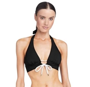 Robin Piccone Emma Halter Bikini Top In Black SZ S NWOT - Picture 1 of 5