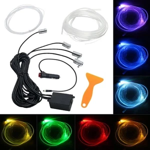 19.6ft RGB LED Interior Car Fiber Optic Neon EL Wire Strip Atmosphere Lights APP - Picture 1 of 12