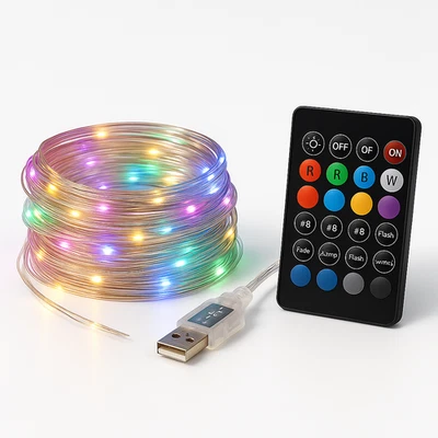 Smart RGB LED String Lights 10M USB Fairy Lights 100LED Remote App Control - Image 1 of 4