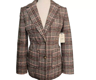 St. John's Bay Womens Petite S Plaid Blazer Wool Blend Preppy Old Money Yacht - Image 1 of 4