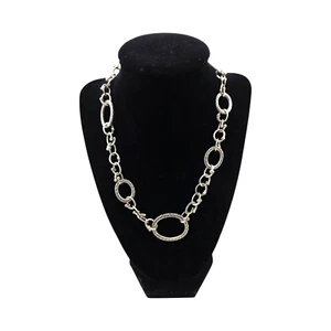 MICHAEL DAWKINS STERLING SILVER MIXED OVAL LINK 18" NECKLACE 60.3GR #1195 - Picture 1 of 4
