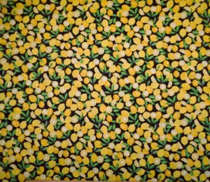 Quilt Fabric By Half-Yard Sm Yellow Lemons Green Leaf Black Premium Cotton Fruit - Picture 1 of 2