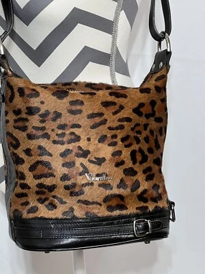 Valentina Italia Cuero Leopardo Mohair Cubo Cartera Sobre Hombro Bolso de Mano Foto 1 de 4