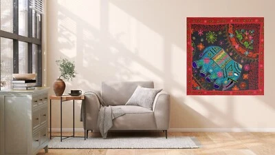 Traditional Embroidery Elephant Tapestry, Patchwork Wall Hanging, Home Decor - Image 1 of 4