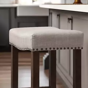 24" Backless Bar Stool, Wood Upholstered Counter Stool for Kitchen, 1PC, Gray - Picture 1 of 10