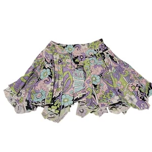 Vintage Plum Skirt Womens Multicolor Paisley Floral Flare Sequins Mini Size 12 S - Picture 1 of 6