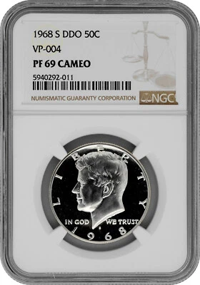 1968 S DDO Proof Kennedy Half Dollar NGC PF 69 Cameo VP-004 ONE & ONLY TOP POP - Image 1 of 2