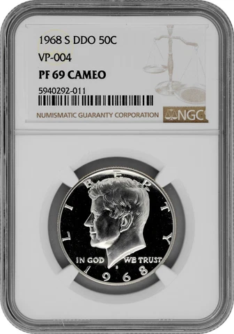 1968 S DDO Proof Kennedy Half Dollar NGC PF 69 Cameo VP-004 ONE & ONLY TOP POP Cover