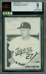1962 TOPPS LOA # 416 BOB SCHEFFING MG 2-PIECE PROOF SET BGS 9 MAC SOLO $1500 SET - Picture 1 of 9