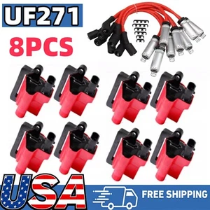 UF271 Square Ignition Coils & Spark Plugs & Wires 8PACK For Chevy Silverado GMC - Picture 1 of 13