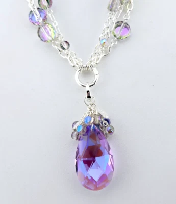 Collar Kirks Folly Fantasia Cristal Lavanda Sueño Lágrima Anillo Abierto Dije ST Foto 1 de 4