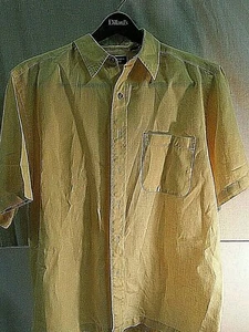 Roundtree & Yorke Mens LINEN Short Sleeve Button Shirt Large- Yellow NEW sexy - Picture 1 of 7