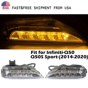 Lámpara LED frontal parachoques con señal de giro antiniebla para Infiniti Q50 Q50S Sport 14-20 EE. UU. - Imagen 1 de 9
