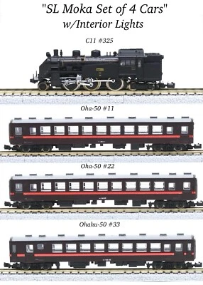 Z Scale Rokuhan JNR C11 Steam Locomotive Moka #325 w/Series 50 3 Passenger Cars - Image 1 of 4