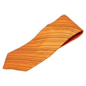 HERMES Neck tie Silk Orange Logo japan seller N1215 40 Made in France - Picture 1 of 5