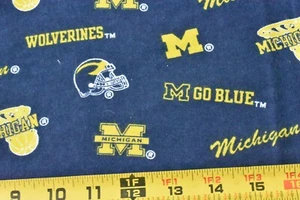 15" Long, UofM/University of Michigan Maize & Blue Logos Flannel, Sykel, E71 - Picture 1 of 8
