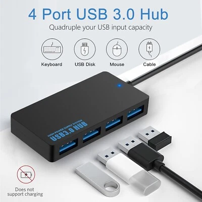 Moltiplicatore Hub Splitter 4 Porte Femmina USB 3.0 per PC Computer Superspeed   - Immagine 1 di 4