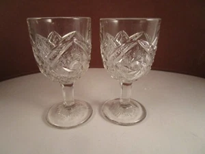 Copas de vino antiguas EAPG Indiana Juno doble molinete estrella espiral vidrio transparente - Imagen 1 de 9