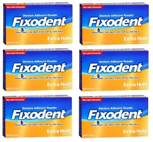 6 Pack - Fixodent Denture Adhesive Powder Extra Hold 2.70oz Each - Picture 1 of 2