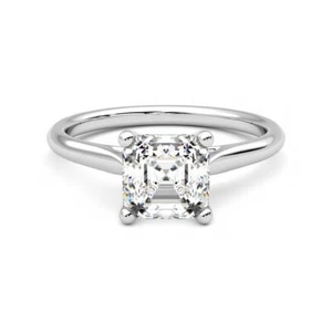 2 Ct Asscher Cut Lab-Created Diamond 925 Silver Sterling Wedding Solitaire Ring - Picture 1 of 5